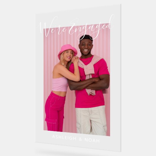 Wir sind eine Verlobte Personalisierte Foto-Engage Acrylschild (Winkel)