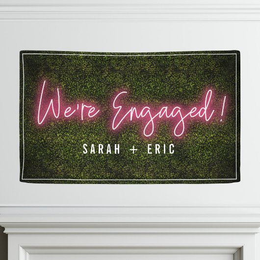 Wir sind eine Verlobte Pink Neon Engagement Party Banner