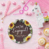 Wir sind eine Verlobte Rustikal Sunflowers Engagem Pappteller (Party)