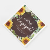 Wir sind eine Verlobte Rustikal Sunflowers Engagem Serviette (Ecke)