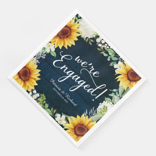 Wir sind eine Verlobte Rustikal Sunflowers Engagem Serviette (Ecke)