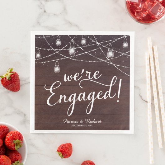 Wir sind eine Verlobte rustikale Bewerbungspartei Serviette (Beispiel)