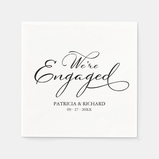 Wir sind eine Verlobte Schwarz-weiße Engagement-Pa Serviette (Vorderseite)