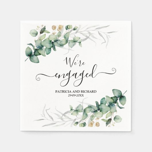 Wir sind eine Verlobte Verlobung von Goldgrün Serviette (Vorderseite)
