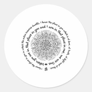 Wir sind eins Namaste Happy Zen Yoga Meditation Ma Runder Aufkleber