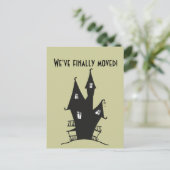 Wir sind endlich umgezogen! Spuk Haus. Ankündigungspostkarte (Stehend Vorderseite)