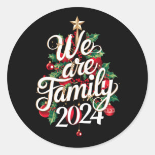 Wir sind Familie Weihnachten 2024 Matching Pajama Runder Aufkleber