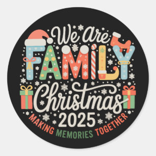 Wir sind Familie Weihnachten 2025 Xmas Ferien Runder Aufkleber