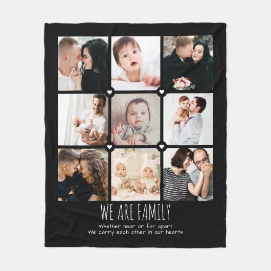 Wir sind familienspezifisch für Text 9-Foto Collag Fleecedecke (Vorderseite)