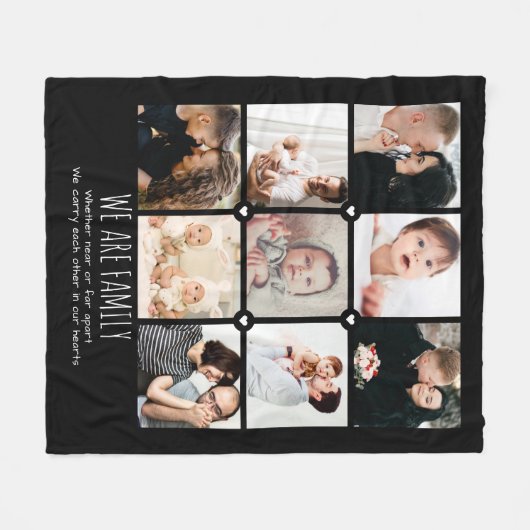 Wir sind familienspezifisch für Text 9-Foto Collag Fleecedecke (Vorderseite (Horizontal))
