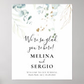 Wir sind froh, dass Sie hier sind Gold Green Weddi Poster (Vorne)