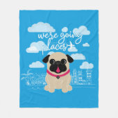 Wir sind gehender Platz-Reise-Mops Fleecedecke (Vorderseite)