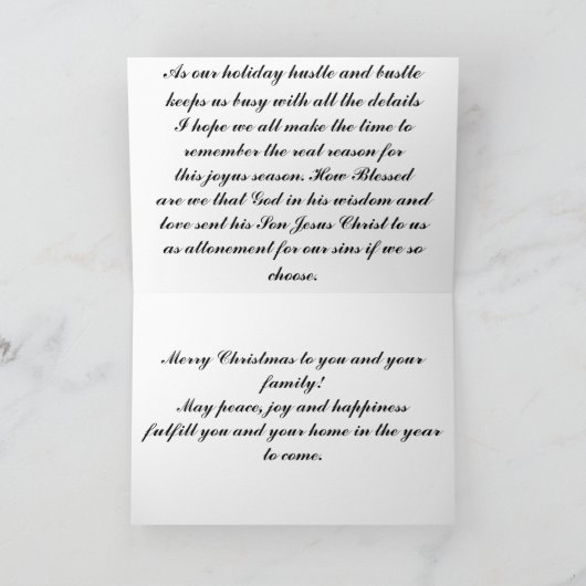 Wir sind gesegnet feiertagskarte (Innenseite)