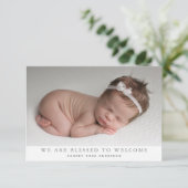 Wir sind gesegnet Foto Collage New Baby Birth Ankündigung (Stehend Vorderseite)