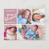 Wir sind gesegnet | Geburtsankündigung | Vielen Da Postkarte (Vorderseite)