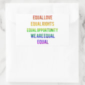 Wir sind gleich! rechteckiger aufkleber (Tasche)