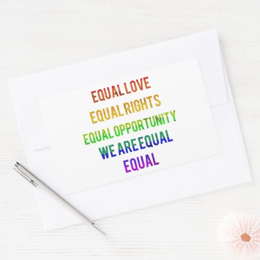 Wir sind gleich! rechteckiger aufkleber (Umschlag)