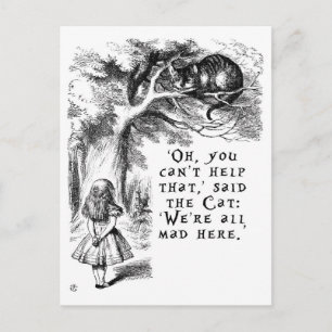Wir sind hier alle verrückt - Cheshire-Katze Postkarte