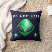 "Wir sind hier" grüner Alien-Kopf Kissen (Decke)