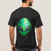 "Wir sind hier" Grüner Alien-Kopf T-Shirt (Rückseite)