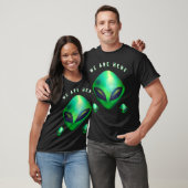 "Wir sind hier" Grüner Alien-Kopf T-Shirt (Unisex)