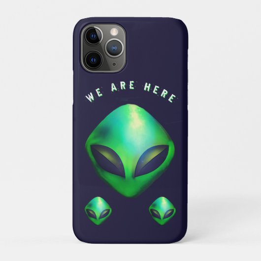 "Wir sind hier" grüner Außerirdischer Kopf Case-Mate iPhone Hülle (Rückseite)