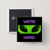 WIR sind HIER! Quadratischer Knopf des alien Button (Vorne & Hinten)
