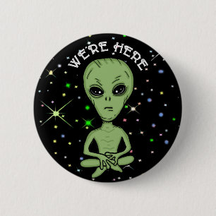 Wir sind hier UFO Alien Invasion Extra Terrestrial Button