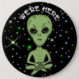 Wir sind hier UFO Alien Invasion Extra Terrestrial Button