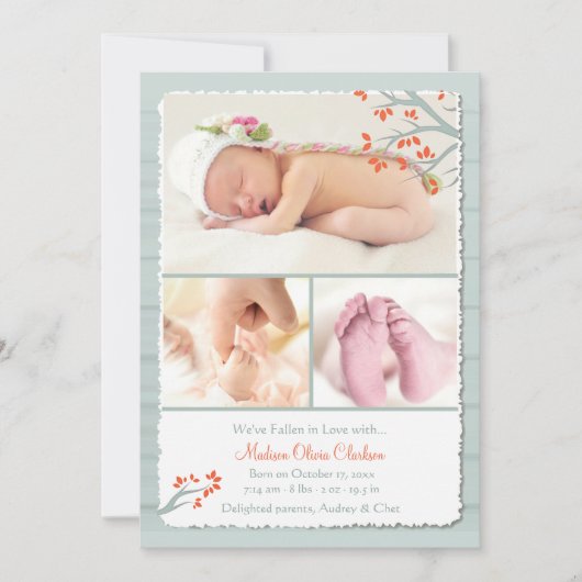 Wir sind in der Liebe gefallen Foto Geburtsankündi Ankündigung (Vorderseite)