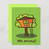 Wir sind in ein Baumhaus umgezogen! Ankündigungspostkarte (Vorne/Hinten)