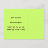 Wir sind in ein Baumhaus umgezogen! Ankündigungspostkarte (Rückseite)