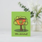 Wir sind in ein Baumhaus umgezogen! Ankündigungspostkarte (Stehend Vorderseite)