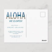 Wir sind in Hawaii Beach Hochzeitsankündigung aufg Postkarte (Rückseite)