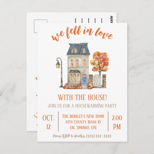 Wir sind in Liebe mit der Mitteilung über den Umzu Postkarte (Vorne/Hinten)