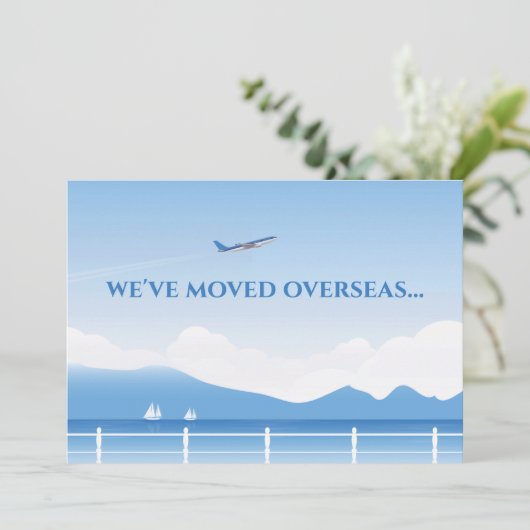 Wir sind in Übersee umgezogen, um neue Adressflugz Ankündigung (Stehend Vorderseite)