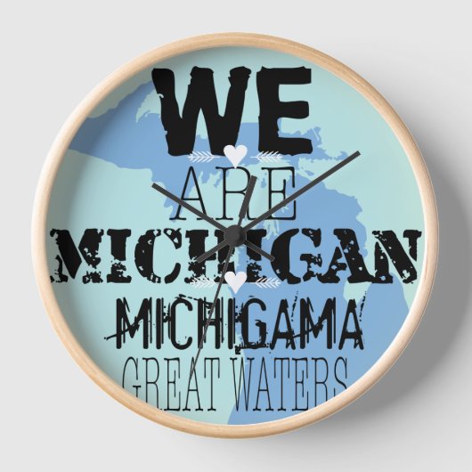 Wir sind Michigan Michigama Great Waters Wanduhr (Vorderseite)