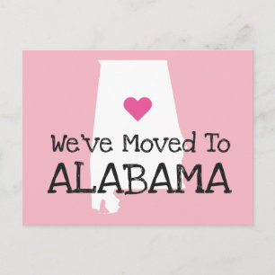 Wir sind nach Alabama gezogen, rotes Herz Postkarte