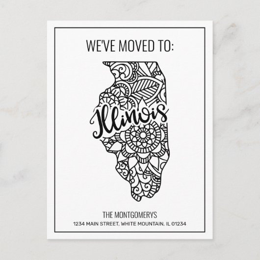 Wir sind nach Illinois Staat Floral Mandala überge Ankündigungspostkarte (Vorderseite)