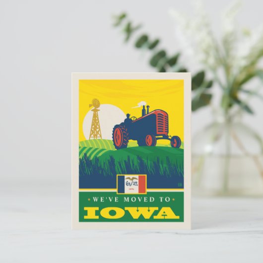 Wir sind nach Iowa gezogen Einladungspostkarte (Stehend Vorderseite)