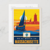 Wir sind nach Massachusetts gezogen Einladungspostkarte (Vorne/Hinten)