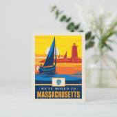 Wir sind nach Massachusetts gezogen Einladungspostkarte (Stehend Vorderseite)