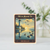 Wir sind nach Michigan gezogen | Vintage Postkarte (Stehend Vorderseite)