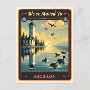Wir sind nach Michigan gezogen Vintage-Postkarte Postkarte