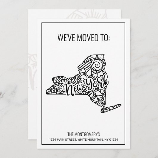 Wir sind nach New Yorker Staat Floral Mandala gezo Ankündigung (Vorne/Hinten)