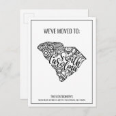Wir sind nach South Carolina Staat Floral Mandala Ankündigungspostkarte (Vorne/Hinten)