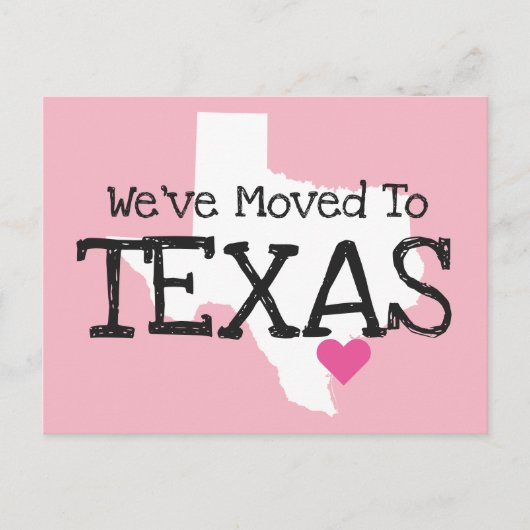 Wir sind nach Texas rosa Herz gezogen Postkarte (Vorderseite)