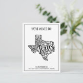 Wir sind nach Texas Staat Floral Mandala gezogen Ankündigungspostkarte (Stehend Vorderseite)