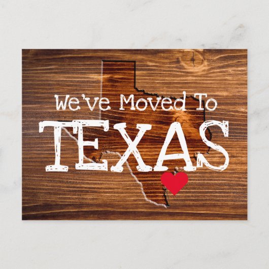 Wir sind nach Texas Wood Cut Red Heart übergegange Postkarte (Vorderseite)