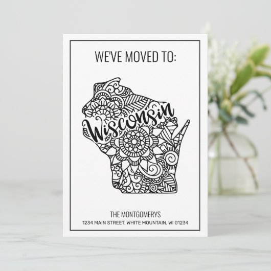 Wir sind nach Wisconsin Staat Floral Mandala überg Ankündigung (Stehend Vorderseite)